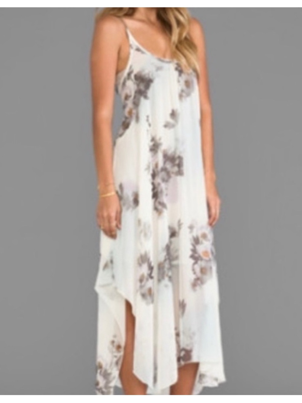 Free People intimately waterfall floral High-Low Slip Dress  sheer